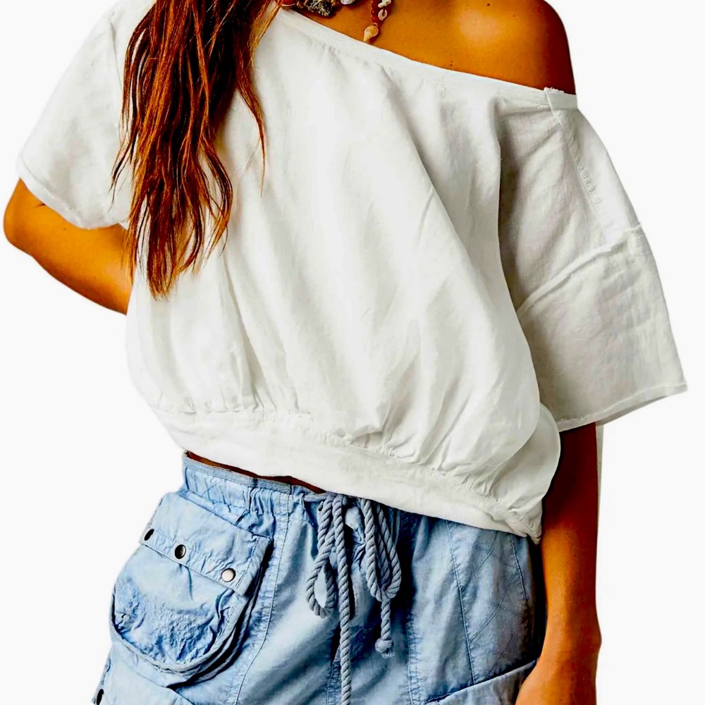 NWT We the Free, White, Slouchy, Crop Top
